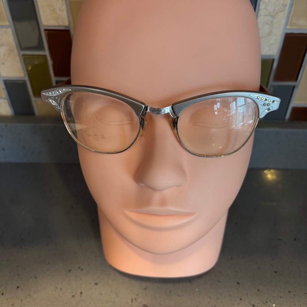 Vintage 50's Cat Eye Metal Glasses - image 1